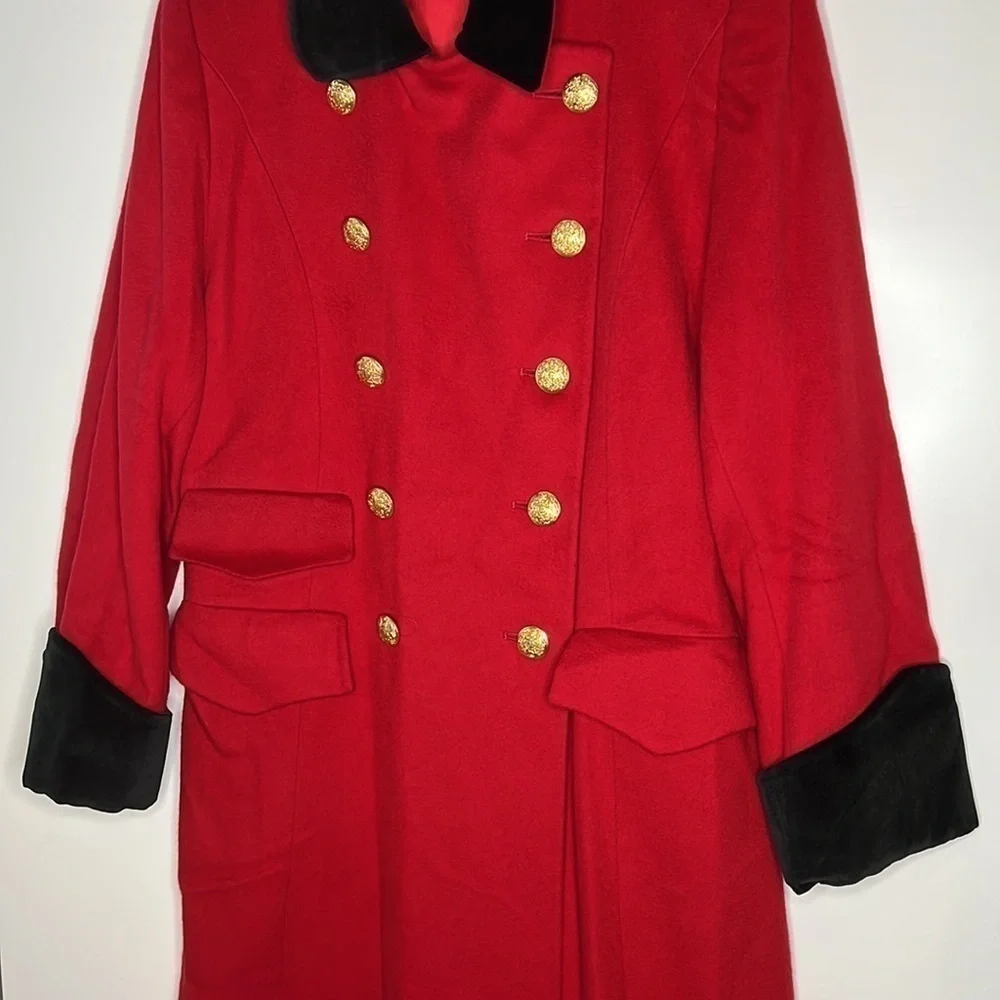 Loro Piana Sz 10 For Saks Fifth Ave Long Red Lambswool Coat